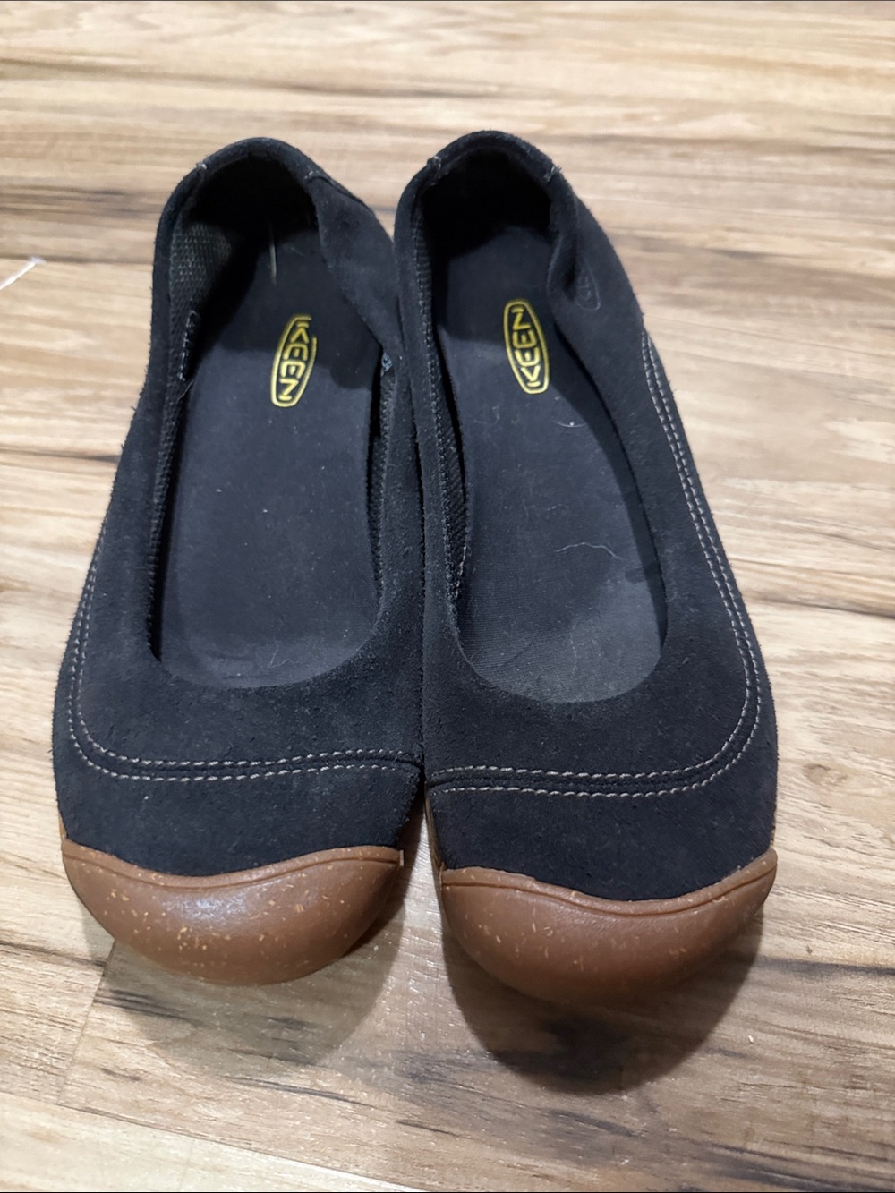 Keen Women's Black Flats with Brown Toe Cap
